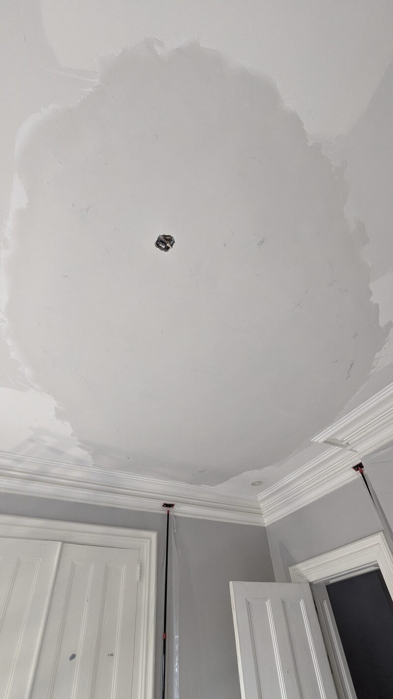 Finished veneer plaster patch repair in Hudson Valley NY historic home