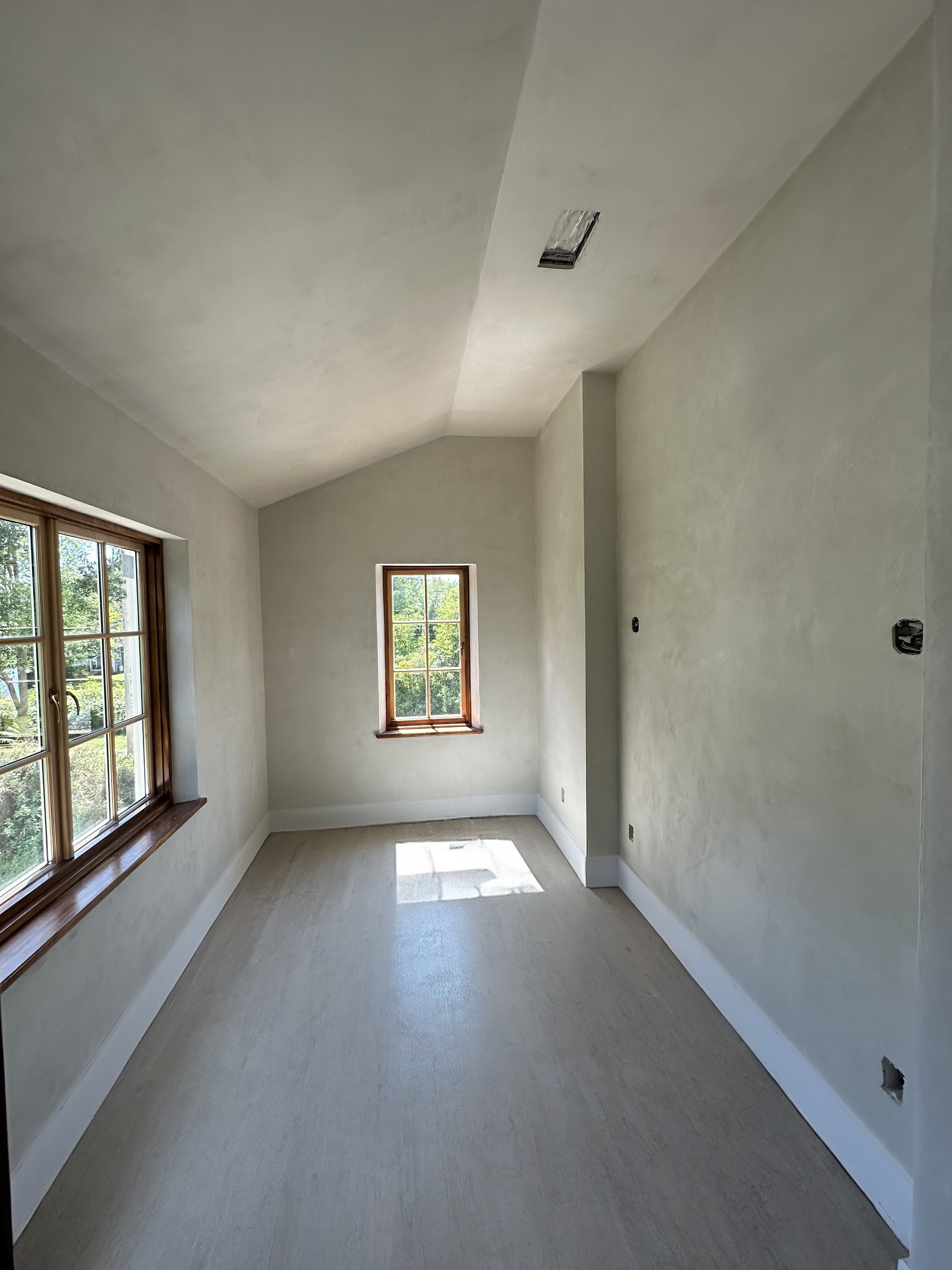 USG Imperial veneer basecoat with hand‑troweled plaster finish — wall texture close‑up